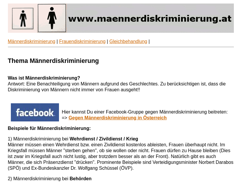 Screenshot maennerdiskriminierung.at